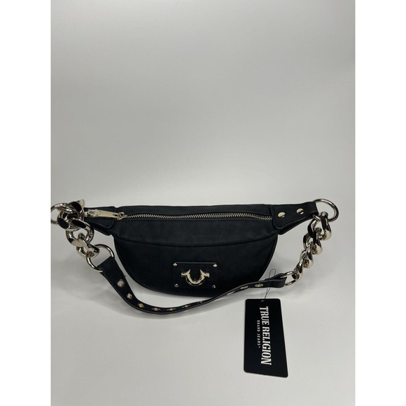 TRUE RELIGION Women's Black Suede Chain Mini Bag - Picture 1 of 2
